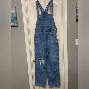 American Eagle Ladies Ripped Denim Baggy Overalls - Size Small - NWT